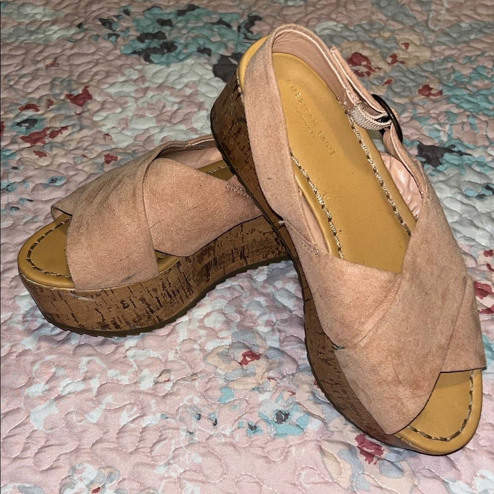American Eagle Outfitters Pink Wedge Sandals